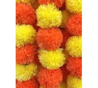 Decoration Craft 15Pc Marigold Garlands 4.5Ft Artificial Marigold Flower Strands Diwali Decoration Pooja Wedding Home & Indian Festival Décor Vibrant Floral Faux for Día de Muertos & Day of Dead