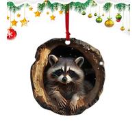 Décoration de Noël laveur - Pendentif en acrylique en forma de Raton laveur | Décoration De Noël en Forme d'animaux | Décoration de sapin de Noël en acrylique 2D à Motifs d'animaux