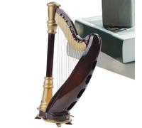 Decoration Display Miniature Harp - 5.5 Inch Music Instrument Model For Desk, Elegant Home Ornament, Detailed Table Decor Figure, Creative Artistic Accent | Premium Mini Set Lovers Office Study Living
