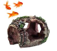 Decoration for Aquarium and Fish Container, Broken Barrel Design, Resin Decorative Ornament, Artificial Aquarium Decoration for Small Animals such as Betta Turtle Jellyfish Reptiles Freshwater and