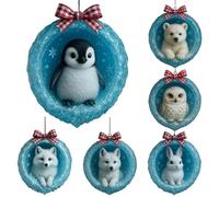 Decoration for Christmas Trees, 2D Double Sided Printed Pendant, Animals Christmas Tree Ornaments, for Family Indoor and Outdoor Use Window Shelf Table Living Room Holiday Home and Wall