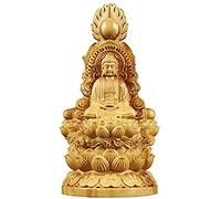 Decoration Guanyin Bodhisattva Sao Po Three Saints Sculpture Statue Figurines Crafts Ornaments Boxwood Buddha Statue Handicraft Collection Crafts Ornaments 506 (Color : Default)