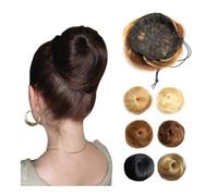 Decoration Human Hair Bun Extension Instant Up-Do Donut Chignon Drawstring Ponytail Hairpieces Extension(12)