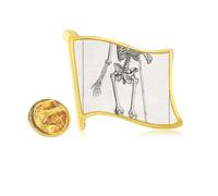 Decoration Human Skeleton Body Pattern Golden Metal Flag Lapel Pin Badge