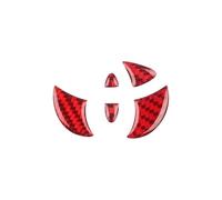 Decoration Interior For Toytoa For Corolla For Rav4 For Auris For Camry For Yaris For CHR For Highlander 3D Carbon Car Steering Wheel Emblem Decor(Red)