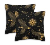 decoration pillowcase with zipper Wild Falcon Sun Black Gold