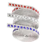 Decoration Ribbon with Reflective Detail, 3 Adhesive Rolls for Card Borders, Present Display Styling, Red White Blue Theme Adhesive Ribbon Trim Decorative Edging Invitation Border Red