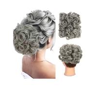 Decoration Short Messy Bun Hair Piece Curly Dish Extension Combs Clip in Ponytail Scrunchies Extension(Dimgray)