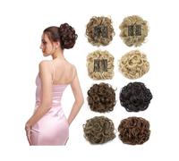 Decoration Short Messy Curly Dish Hair Bun Extension Combs Clip in Ponytail Scrunchie Pieces for Women Extension(Bleach blonde)