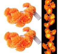 Decorations 2Pcs Lighted Marigold Garland 118 Inch Battery-Powered Artificial Marigold Flowers with Light for Diwali Indian Altar Halloween Decor, Garland, D