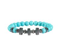 Decorations 8mm Stone Bead Bracelet Friendship Bracelet Beads Crystal Nature Stones Cross White Round Woven Stretchy 17cm x 7mm for Birthday girl