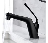 Decorations Basin Faucet with Pull Out Spray Brass Single Hole Hot and Cold Water Multifunction Teles Bathroom Faucets-Black Beautiful