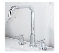 Decorations Basin Faucets Brass Polished Chrome Deck Mounted Round Bathroom Sink Faucets 3 Holes Double Handles Hot and Cold Water Tap,Kitchen Sink Faucet Beautiful
