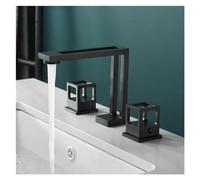 Decorations Basin Mixer Black Brass Large Range Bathroom Sink Mixer 3 Hole Large Range Basin Mixer Double Handle Hot and Cold Water Mixer, Chrome Bathroom Faucet Beautiful