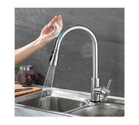 Decorations Black Intelligent Touch Kitchen Faucet Sensor rotates 360 Degrees to Pull Out Single Handle Mixer Faucet with Two Water Modes: Sink Crane Cold and hot, Chrome Bathroom Faucet Beautiful