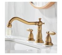 Decorations Black Solid Brass Bathroom Basin Faucet Mixers Taps Antique Kitchen Sink Faucet Dual Handles 3 Holes Bathtub Faucet Gold,Easy Install Beautiful