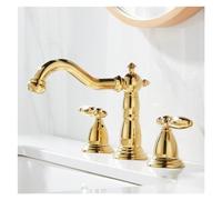 Decorations Black Solid Brass Bathroom Basin Faucet Mixers Taps Antique Kitchen Sink Faucet Dual Handles 3 Holes Bathtub Faucet Gold,Easy Install Beautiful