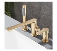 Decorations Brushed Gold Bathroom Widespread Basin Faucets Solid Brass Sink Mixer Hot & Cold Lavatory Crane Vessel 3 Holes with Spray Black,Easy Install Beautiful