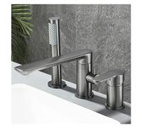Decorations Brushed Gold Bathroom Widespread Basin Faucets Solid Brass Sink Mixer Hot & Cold Lavatory Crane Vessel 3 Holes with Spray Black,Easy Install Beautiful