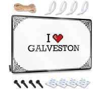 Decorations Decor Waterproof Artwork, Antique Retro Print For Cafe Pub Club | Front Door Decorations Pre-drilled Custom I Love Galveston(20X30CM)