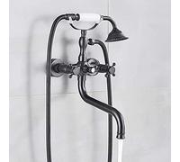 Decorations Faucet Antique Brass Golden Bathtub Faucets Dual Knobs Mixer Tap Wall Mounted Shower Set Swivel Tub Spout Bath Shower,Bronze Black D Beautiful