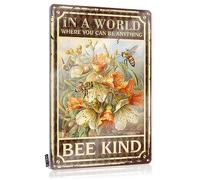 Decorations For Patio Soft Bath Signs - In A World Where You Can Be Anything Bee Kind Rustic Metal Wall Art Ready To Hang For Dorm(30X40CM)
