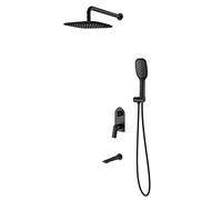 Decorations High Flow System Bath Filler, Black Concealed Faucet Set Complete with Handheld Spray and Rain Shower Head Beautiful