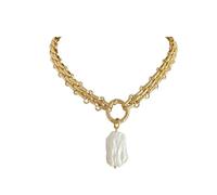 Decorations New 2024 Large Square Natural Freshwater Pearl Pendant Chunky Chain For Women Vintage Elegant Pearls s Fashion Accessories Creative Gift Beautiful