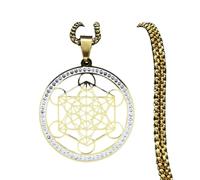 Decorations New 2025 Flower of Life Stainless Steel Crystal Pendant Metatron Sacred Geometry Symbol Femme Jewelry Fashion Accessories Creative Gift Beautiful