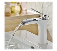 Decorations Single Handle Bathroom Vanity Sink Faucet Waterfall Deck Mount White Lavatory Washbasin Taps Cold Hot Mixer Brass,easy install Beautiful