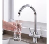 Decorations Sink Taps Chrome Dual Handle Filtered Crane for Kitchen, 360 Rotation Water Filter Tap Three Ways Sink Mixer Kitchen Faucet,Matte Thriving Beautiful