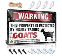 Decorations Statue Custom Tin Sign, Gift For Doctor Fade Resistant Warning This Property Is Protected By A Highly Trained Goat For Home Kitchen | Half Vintage Decor For Gate Party(20X30CM)