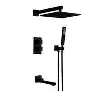 Decorations System Thermostatic Bathroom Rain Combo with Tub Spout 8 Inch Head and Handheld Complete Set Shower Faucet Rough-in Mixer Valve Beautiful