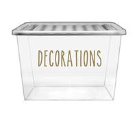 Decorations - Vinyl Sticker Decal Label for Christmas, Ornaments. Home, Attic, Garage, Loft Organisation, Storage. Seasonal (Large - 6cm Tall Capital Letter Height, Red)