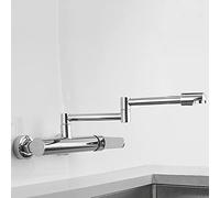 Decorations Wall Mount Kitchen Faucets Brass Retractable Hot Water and Cold Water Swivel Kitchen Sink Faucet-Black(Cromo) Beautiful