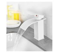 Decorations White Waterfall Faucet - Flat Mouth Basin Faucet Minimalist Bathroom Wash Basin Mixer Water Tap, Faucets for Bathroom Sinks Beautiful