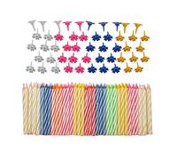 Decorative 152 Pc Birthday Candles Set with easy-to-use Holders angel flames with coloured Birthday Cake Party Candles - Multi Coloured
