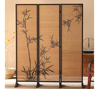 Decorative 3 Panel Folding Privacy Screen, Portable Chinese Room Divider, Retro Divider Room Partition Wall, Bamboo Bedroom Panel Screens(180cm (70 7/8"))