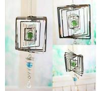Decorative 3D Metal Wind Spinner Chime, Stainless Steel Design for Home and Garden, Brings Tranquility with Wind (big square)