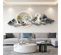 Decorative 3D Wall Clocks Painting with LED Light,Creative Wall Hanging Painting Modern Art,Silent Clock,for Living Room, Dining Room Background Walls Decor (Blue 59 * 19.7")