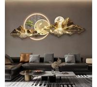 Decorative 3D Wall Clocks Painting with LED Light,Creative Wall Hanging Painting Modern Art,Silent Clock,for Living Room, Dining Room Background Walls Decor (Yellow 42.2 * 15.7")