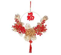Decorative 40cm Chinese New Year Wreath With Berries Spring Festival Front Door Hanger Ornament Wall Hanging Pendant Window Hanging Gift