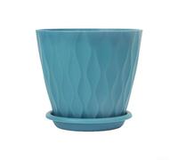 Decorative 5PC Wavy Pattern Flower Pot Set with Holder for Indoor and Outdoor Gardening (Blue)