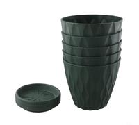 Decorative 5PC Wavy Pattern Flower Pot Set with Holder for Indoor and Outdoor Gardening (Green)