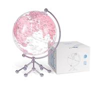 Decorative 8" Pink Earth Globe with Stand - Rotating Desktop Map for Kids, Educational World Globe with Detailed Map for Home, Office, and Classroom