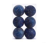 Decorative 8CM Christmas Ornament Set with Fun Sequin Design, 12 Pieces (Blue)