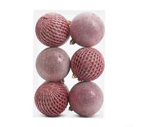 Decorative 8CM Christmas Ornament Set with Fun Sequin Design, 12 Pieces (Rose Gold)