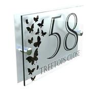 Decorative A5 House Sign 200 × 130mm UV Printed Floating Acrylic Plaque Gloss Clear Perspex with Different style Text Style (White-KSS-24)