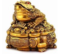 Decorative Accessories Ornaments Brass Feng Shui Money Frog Three Legged Money Toad with Treasure Basin Statue, Attract Wealth and Good Luck Feng Shui Decor Feng Shui Decoration
