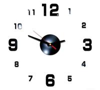 Decorative Acrylic 3D Wall Clock Mirror with Mirror Effect and Smooth Edges Designed for Sticker Application in Home or Office Walls (Black)